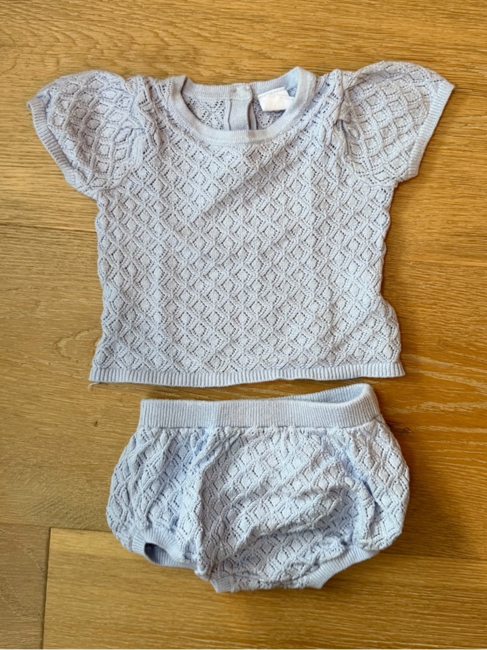 Soft Knit Baby Two-Piece Set - Light Blue
